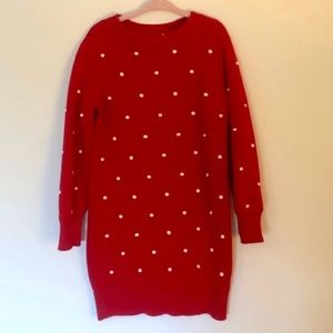 Gap Kids Knit Sweater Dress, Red/White Popcorn Dot, Size 6-7, Never Worn